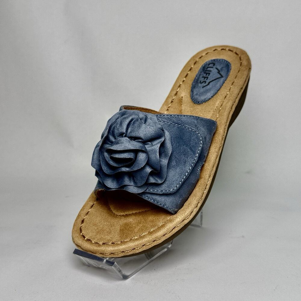 Cliffs by White Mountain Casmyn Slide Sandals Blue Floral Women’s 7.5 New Box